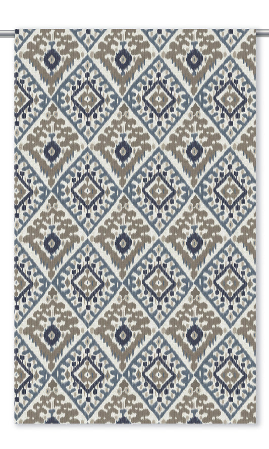 Ikat Argyle Home Decor Fabric By the Yard (Navy Blue/ Taupe/ Brown)