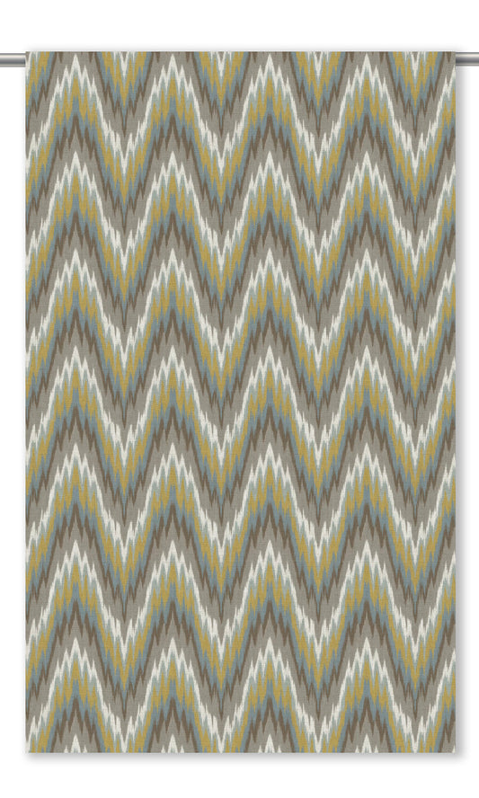 Ikat Chevron Drapes (Warm Gray/ Chartreuse Yellow)