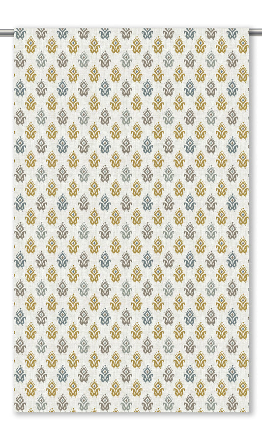 Ikat Paisley Block Print Shades (Cream/ Mustard Yellow/ Blue-Gray)