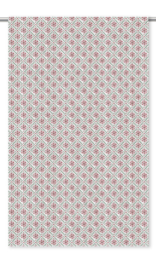 Floral Lattice Print Roman Shades (Red/ Pink/ White)