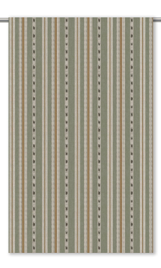 Striped Home Decor Fabric Sample (Sage Green/ Tawny Brown)