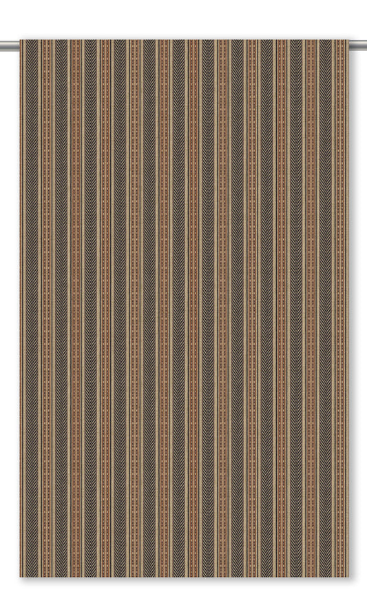 Tribal Striped Velvet Window Curtains (Brown/ Black/ Beige)