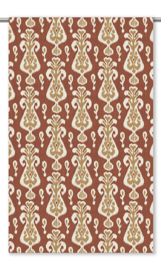 Ikat Floral Home Decor Fabric By the Yard (Burnt Orange/ Khaki Beige)