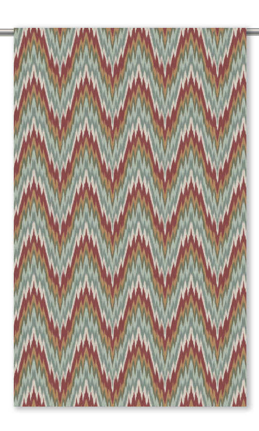 Ikat Chevron Home Decor Fabric By the Yard (Maroon Red/ Blue)