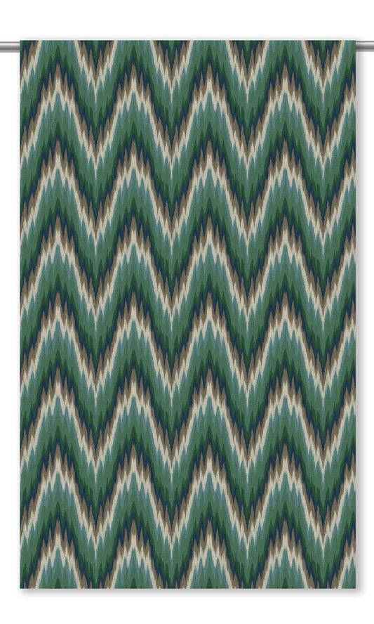 Ikat Chevron Home Decor Fabric By the Yard (Green)