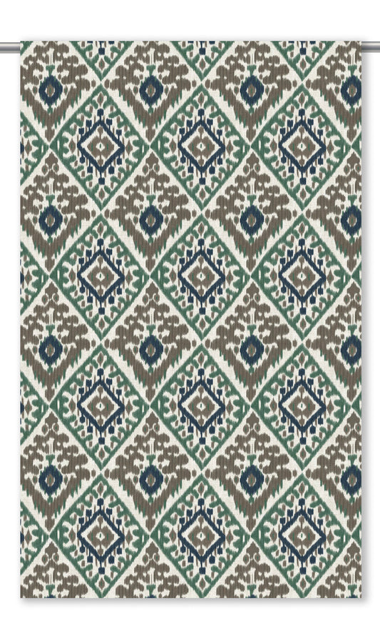 Ikat Argyle Drapery (Forest Green/ Taupe/ Navy)