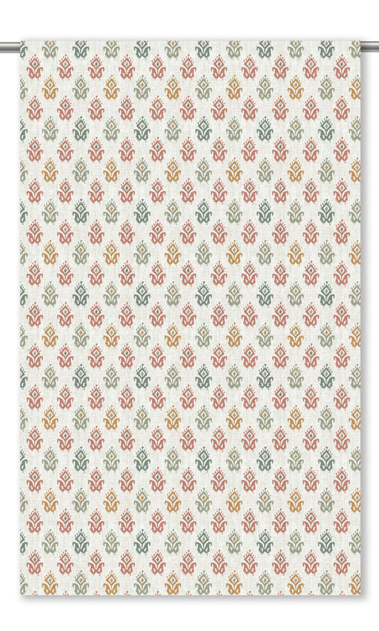 Ikat Paisley Block Print Home Decor Fabric By the Yard (Cream/ Blush Red/ Ochre/ Sage)
