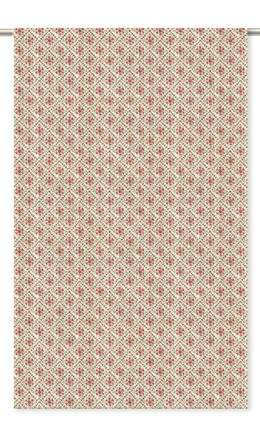 Floral Lattice Print Drapes (Burgundy Red/ White)