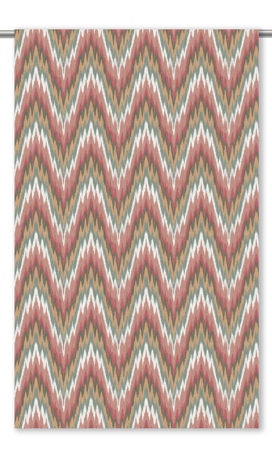 Ikat Chevron Window Curtains (Pink/ Tan Yellow/ Gray)