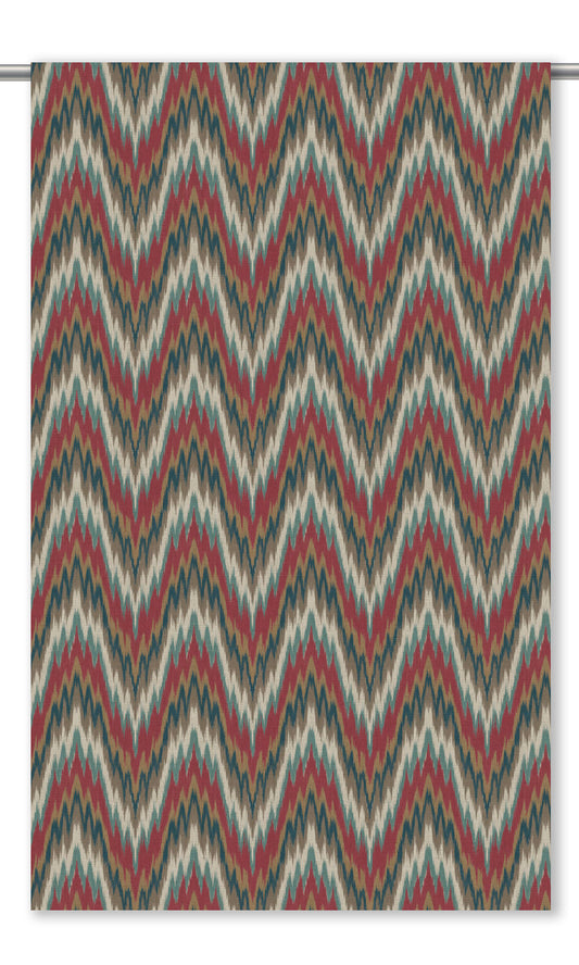 Ikat Chevron Home Decor Fabric Sample (Red/ Blue/ White)