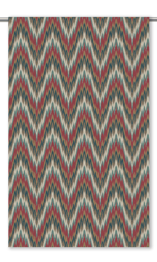 Ikat Chevron Window Curtains (Red/ Blue/ White)