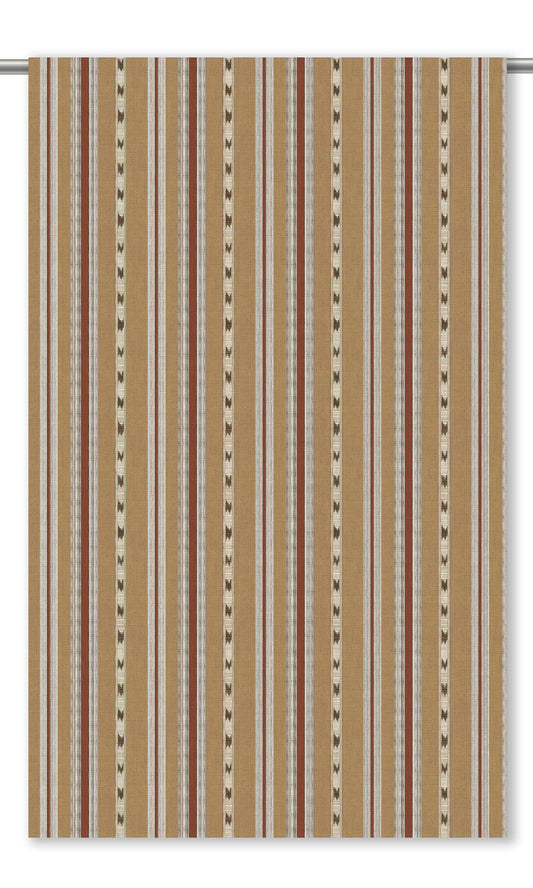 Striped Home Decor Fabric By the Yard (Ochre Yellow/ Maroon)