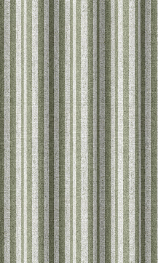 Modern Striped Home Decor Fabric By the Yard (Green/ White)