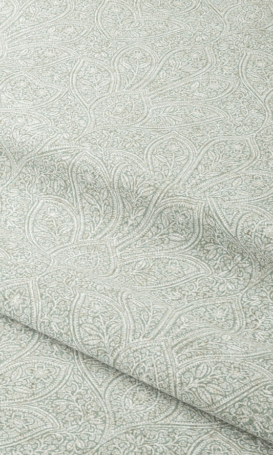 Textured Floral Print Drapes (Teal/ Blue-Green)