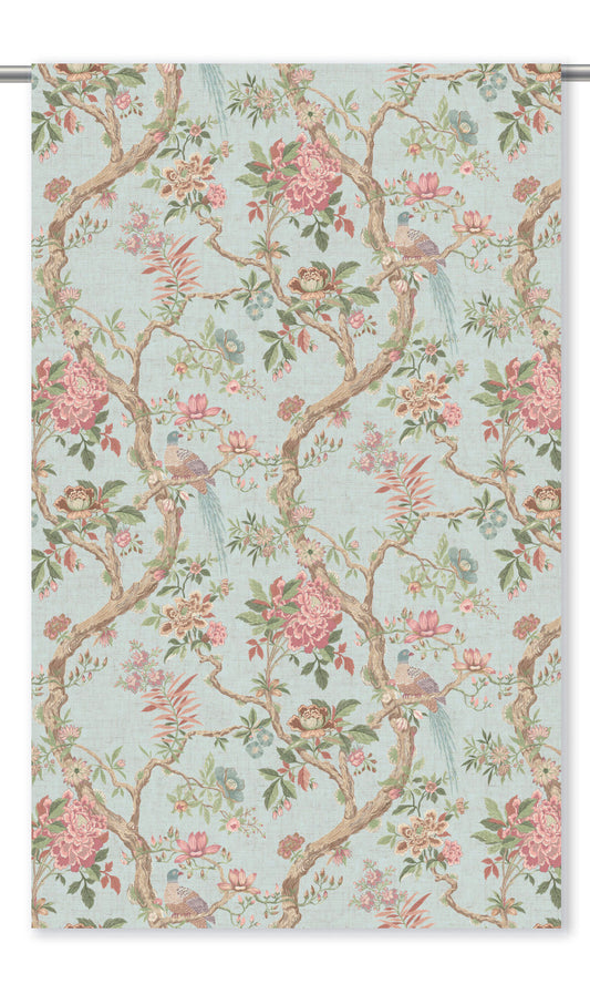 Chinoiserie/ French Floral Window Curtains (Powder Blue/ Blush Pink)