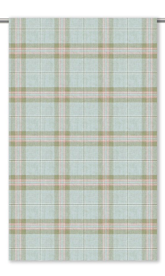 Windowpane Check/ Plaid Home Decor Fabric Sample (Powder Blue/ Olive Green)