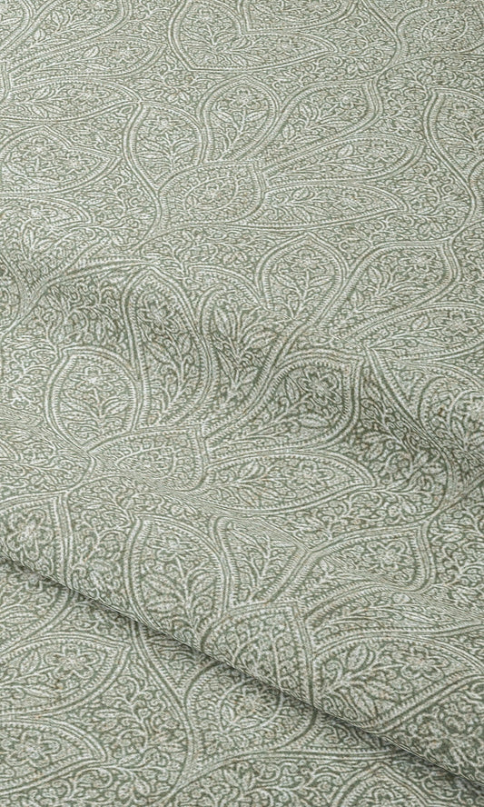 Textured Floral Print Window Curtains (Soft Green)
