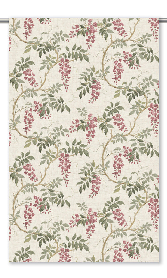 Floral Vine Print Home Decor Fabric By the Yard (Olive Green/ Wine Red)