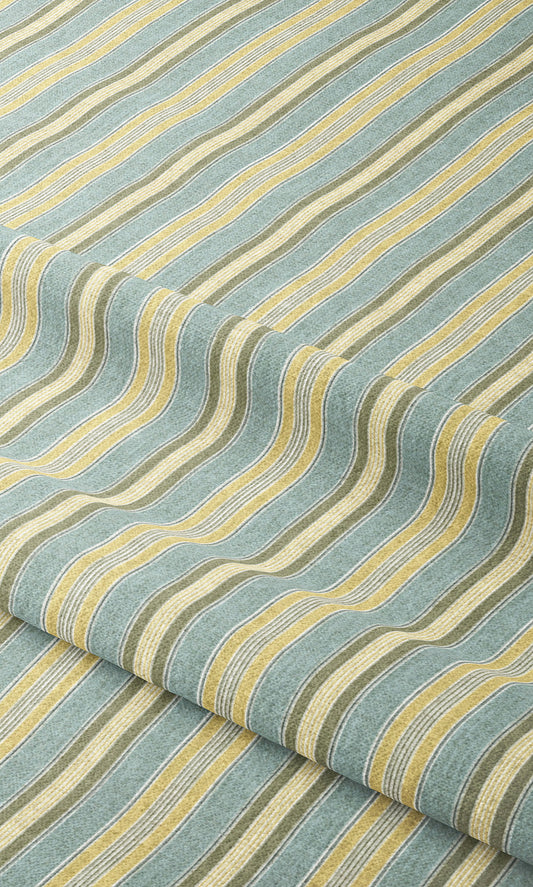 Striped Home Decor Fabric Sample (Stone Blue/ Corn Yellow)