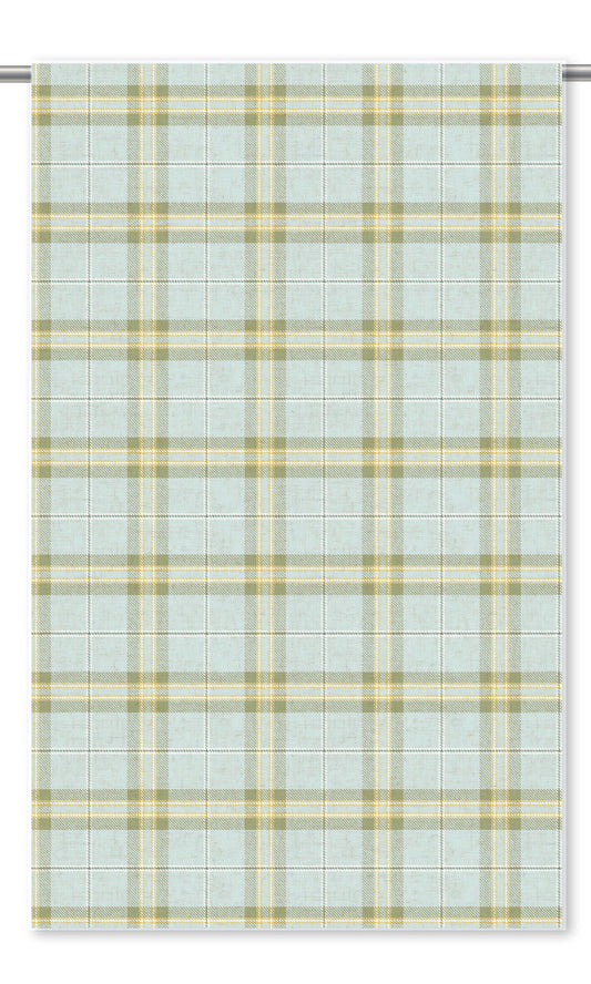 Windowpane Check Home Decor Fabric By the Yard (Duck Egg Blue/ Olive Green)