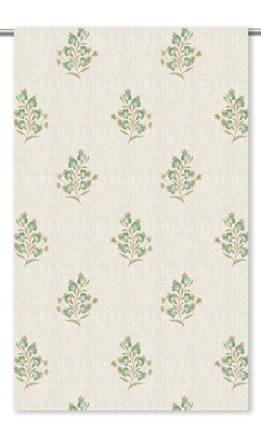 Floral Window Curtains (Cream/Soft Green)