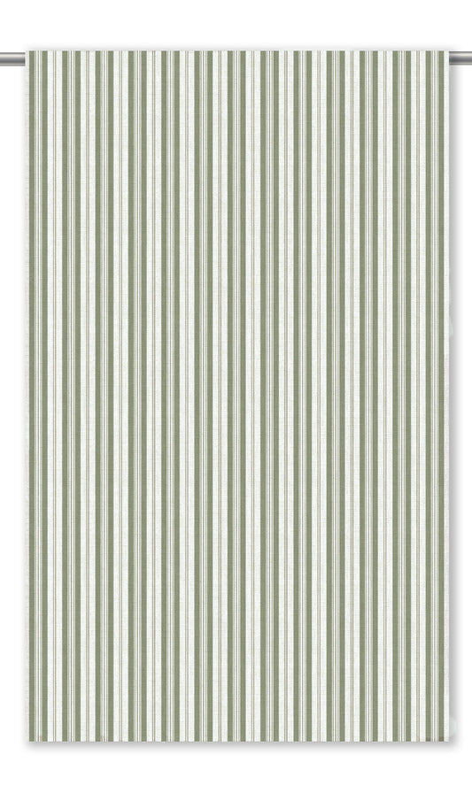 Ticking Stripes Home Decor Fabric By the Yard (Sage Green/ White)