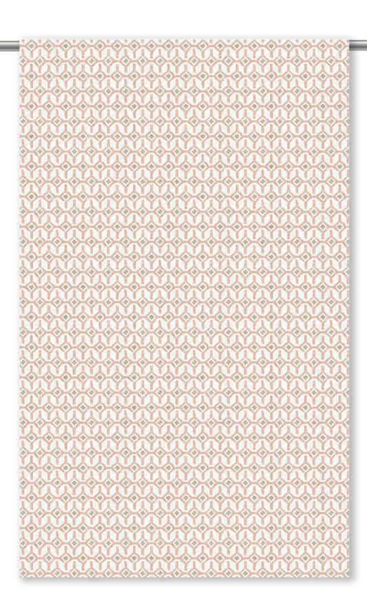 Geometric Trellis Home Decor Fabric Sample (Blush Pink/ Green)