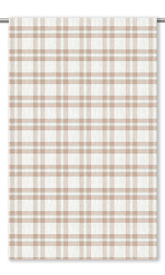 Windowpane Check Curtain Panels (Blush Pink/ White)