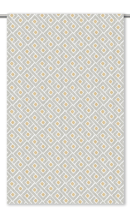 Lattice Check Window Curtains (Cloud Gray/ Mustard Yellow)