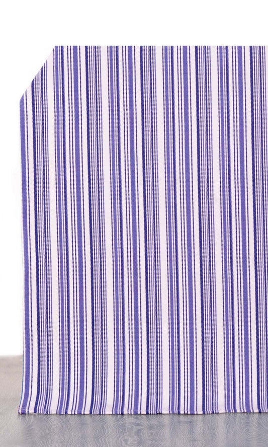 Striped Cotton Window Curtains (Purple/ White)