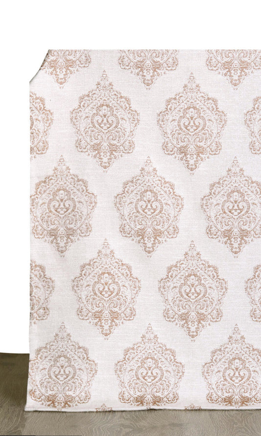 Patterned Home Decor Fabric Sample (White/ Mocha Brown)