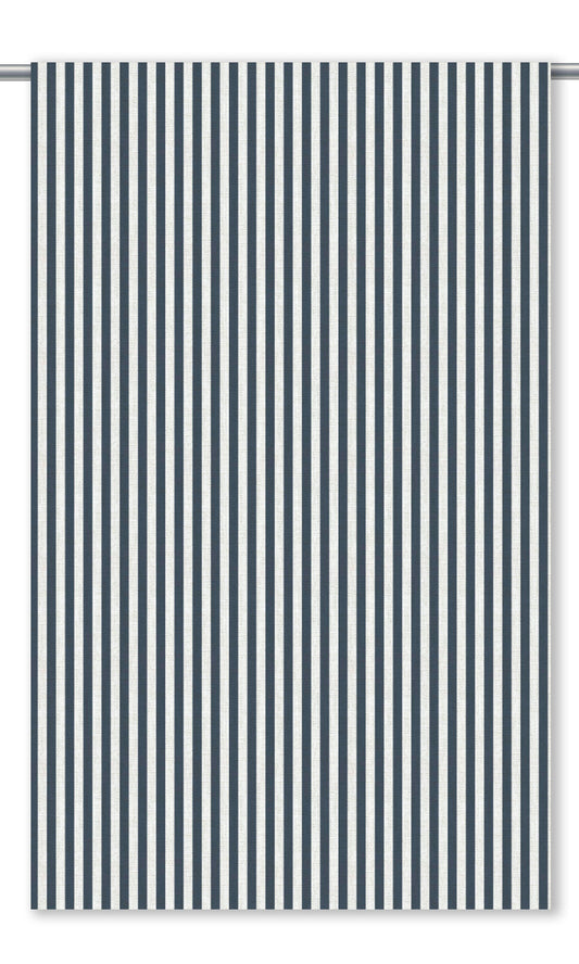 Candy Striped Home Decor Fabric By the Yard (Navy Blue/ White)