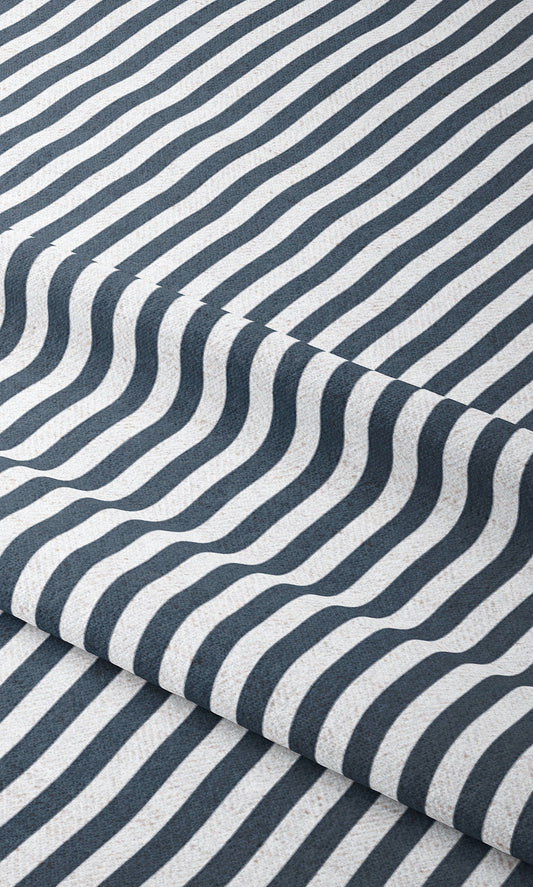 Candy Striped Home Decor Fabric By the Yard (Navy Blue/ White)