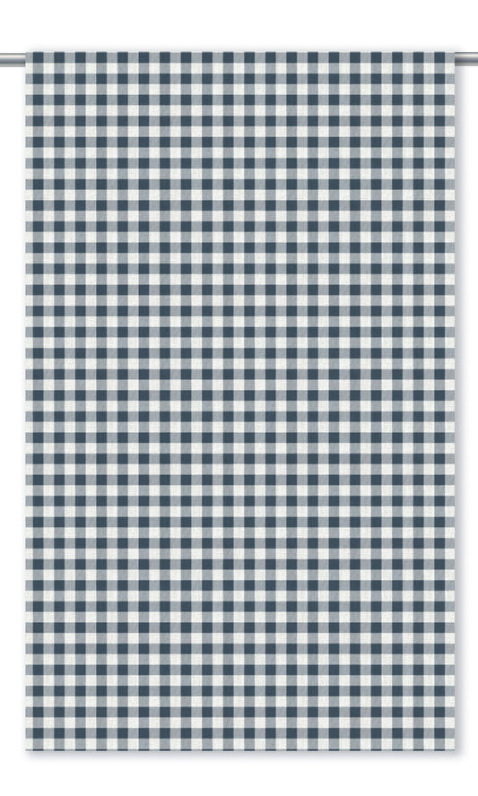 Gingham Check Home Decor Fabric By the Yard (Navy Blue/ White)