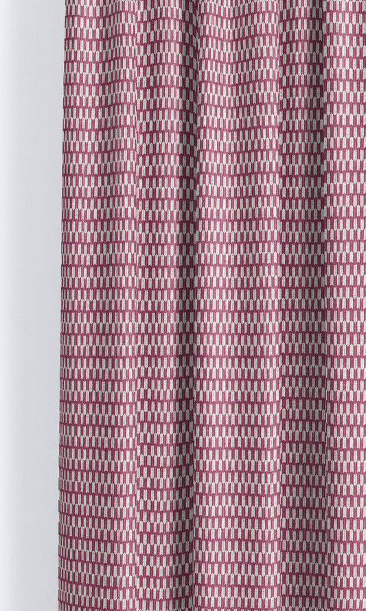 Small Geo-Print Window Curtains (Magenta Pink/ White)