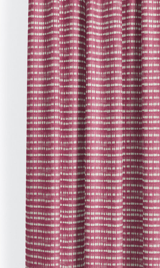 Shibori-Effect Striped Window Curtains (Ruby Pink/White)