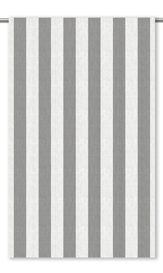 Awning Striped Window Curtains (Soft Gray/ White)