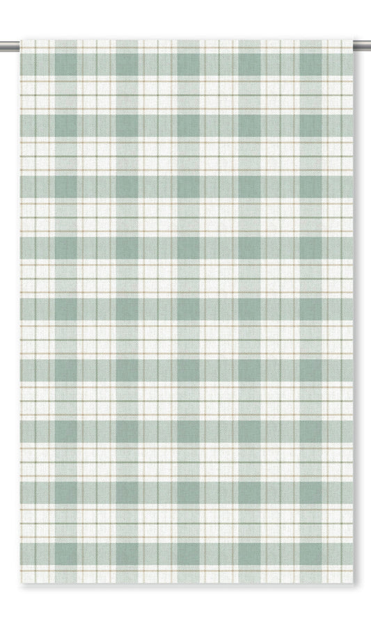 Checkered/ Plaid Window Shades (Aqua Blue/ Seafoam Green)