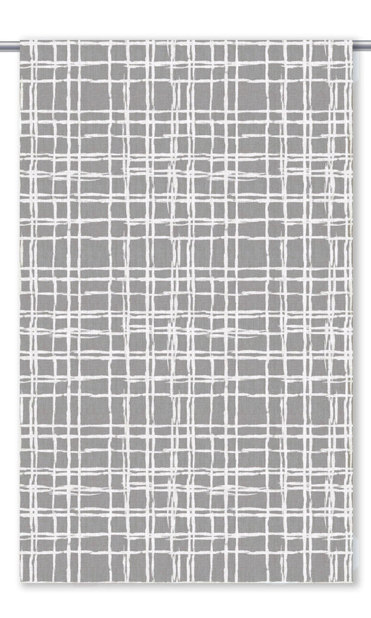 Abstract Grid/ Checkered Print Home Decor Fabric Sample (Soft Gray/ White)