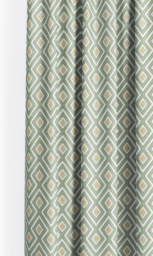 Diamond Check Drapes (Forest Green/ Beige)
