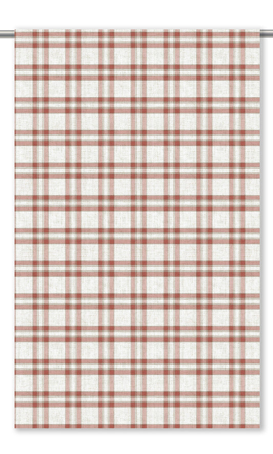 Tartan/ Plaid/ Checked Home Decor Fabric Sample (Brick Red/ White)