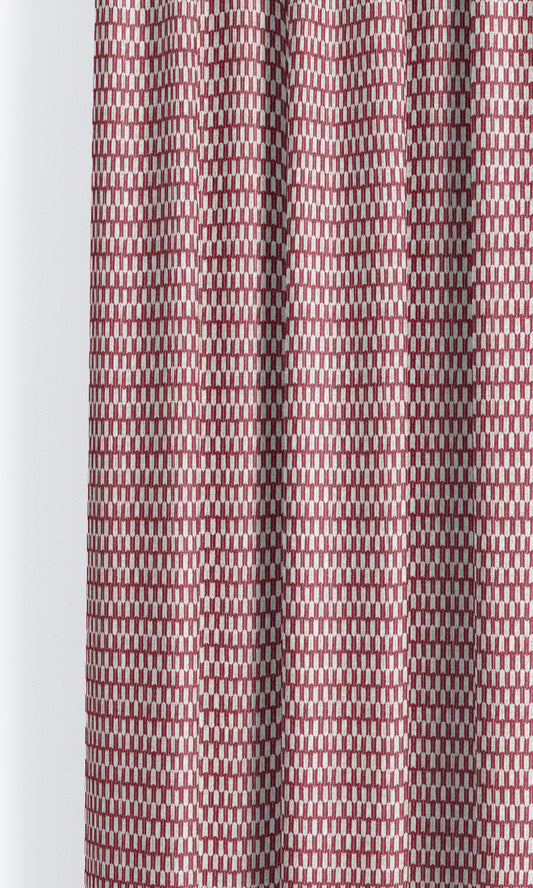 Small Geo-Print Home Decor Fabric By the Yard (Maroon Red/ White)