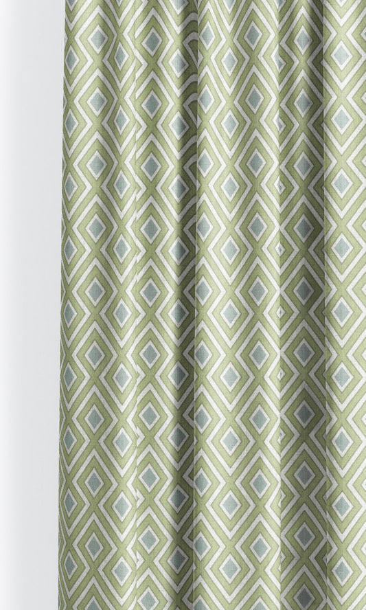 Diamond Check Home Decor Fabric By the Yard (Moss Green/ Stone Blue)