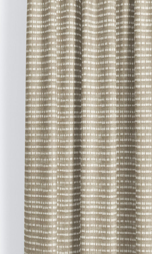 Shibori-Effect Striped Drapery (Latte Brown/ White)