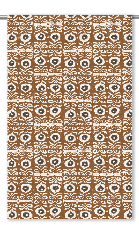 Floral Print Curtain Panels (Peanut Brown/ Taupe)