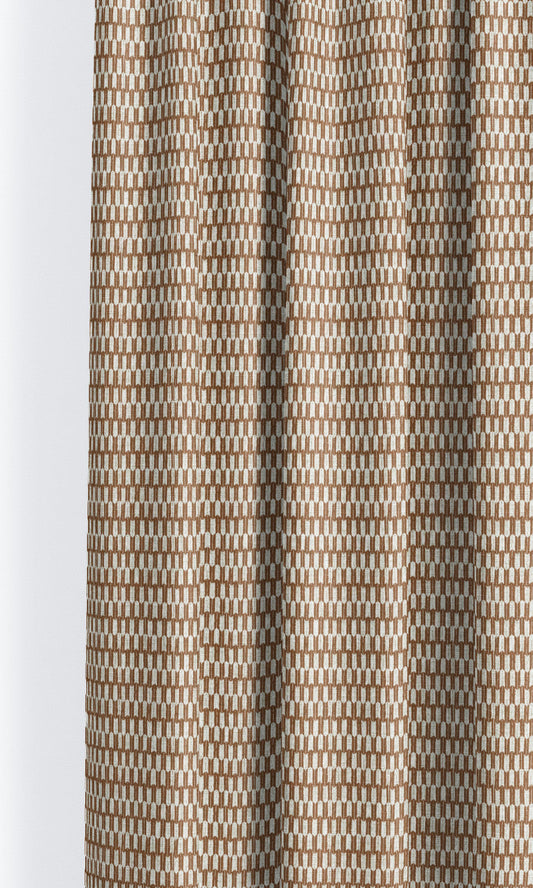 Small Geo-Print Drapes for Living, Bedroom, Kitchen, Bathroom (Peanut Brown/ White)