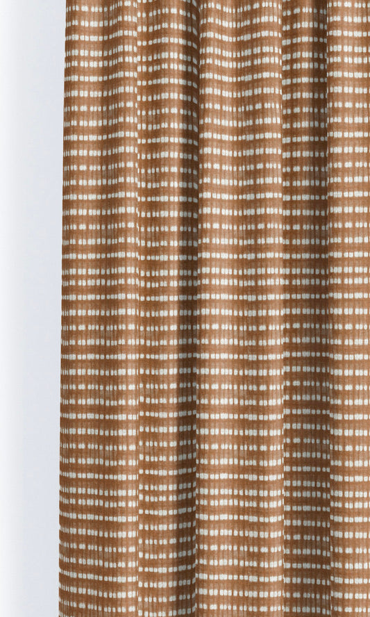 Shibori-Effect Striped Window Curtains (Tawny Brown/ Burnt Orange)