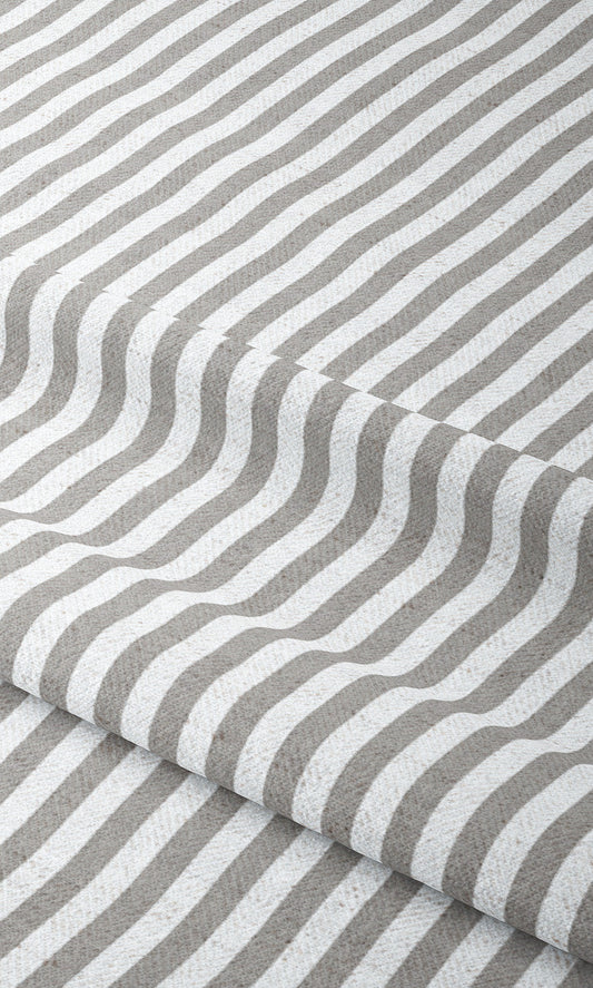 Candy Striped Home Decor Fabric By the Yard (Soft Gray/ White)