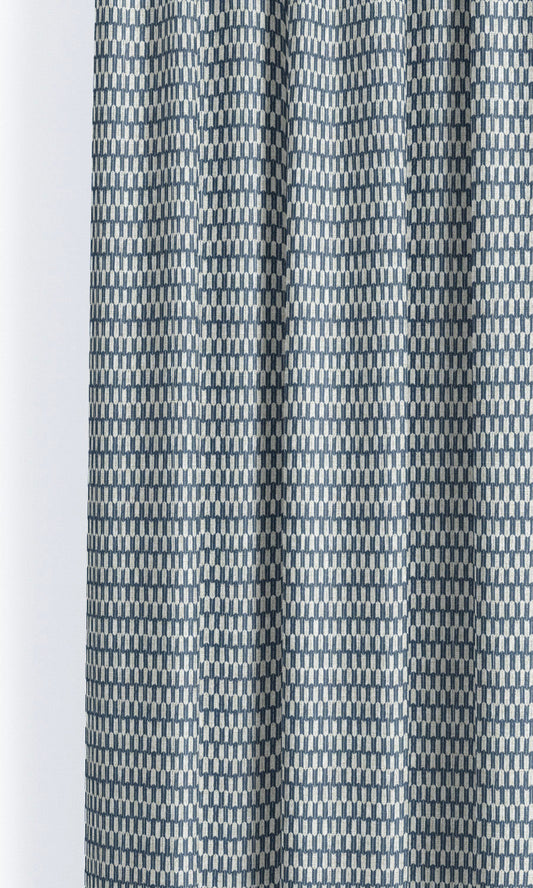 Small Geo-Print Window Curtains (Dark Blue/ White)