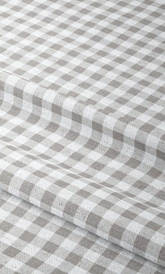 Gingham Check Home Decor Fabric Sample (Soft Gray/ White)